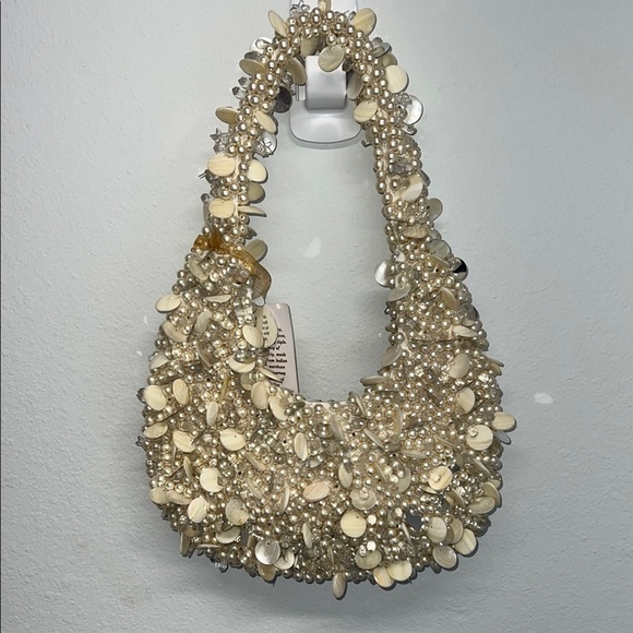 Made in India Handbags - Made In India | Seashell & Pearl Beaded Hobo Bag